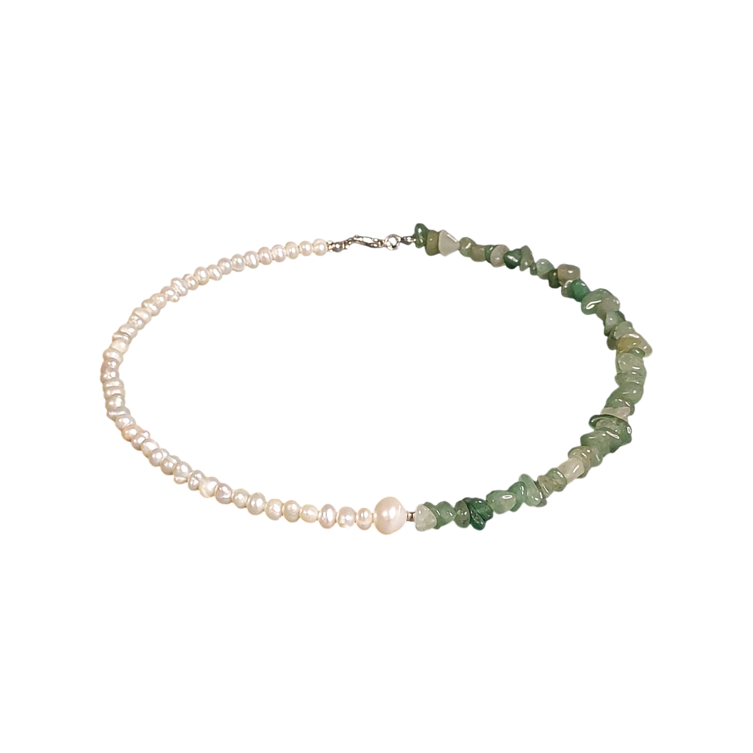 Жіночий чокер з перлин та нефриту